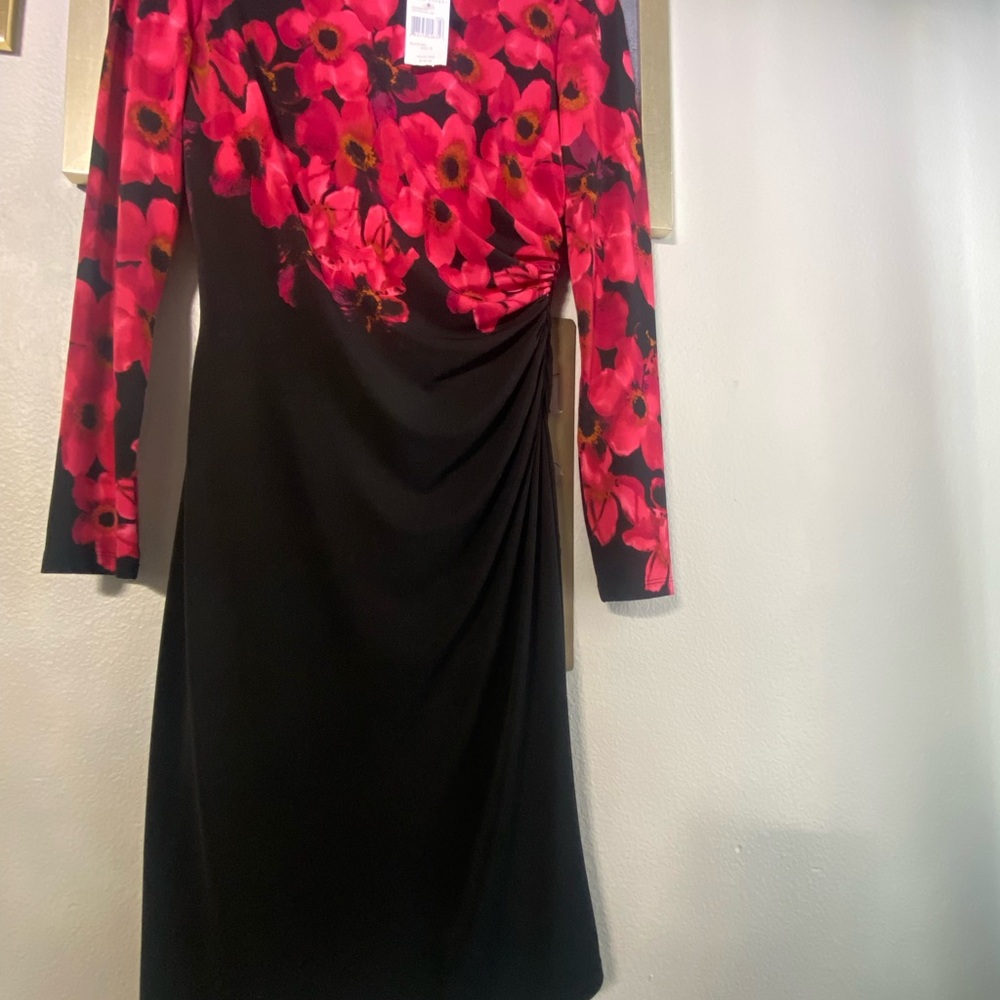 Lauren Ralph Lauren Black Dress with Red Floral Design